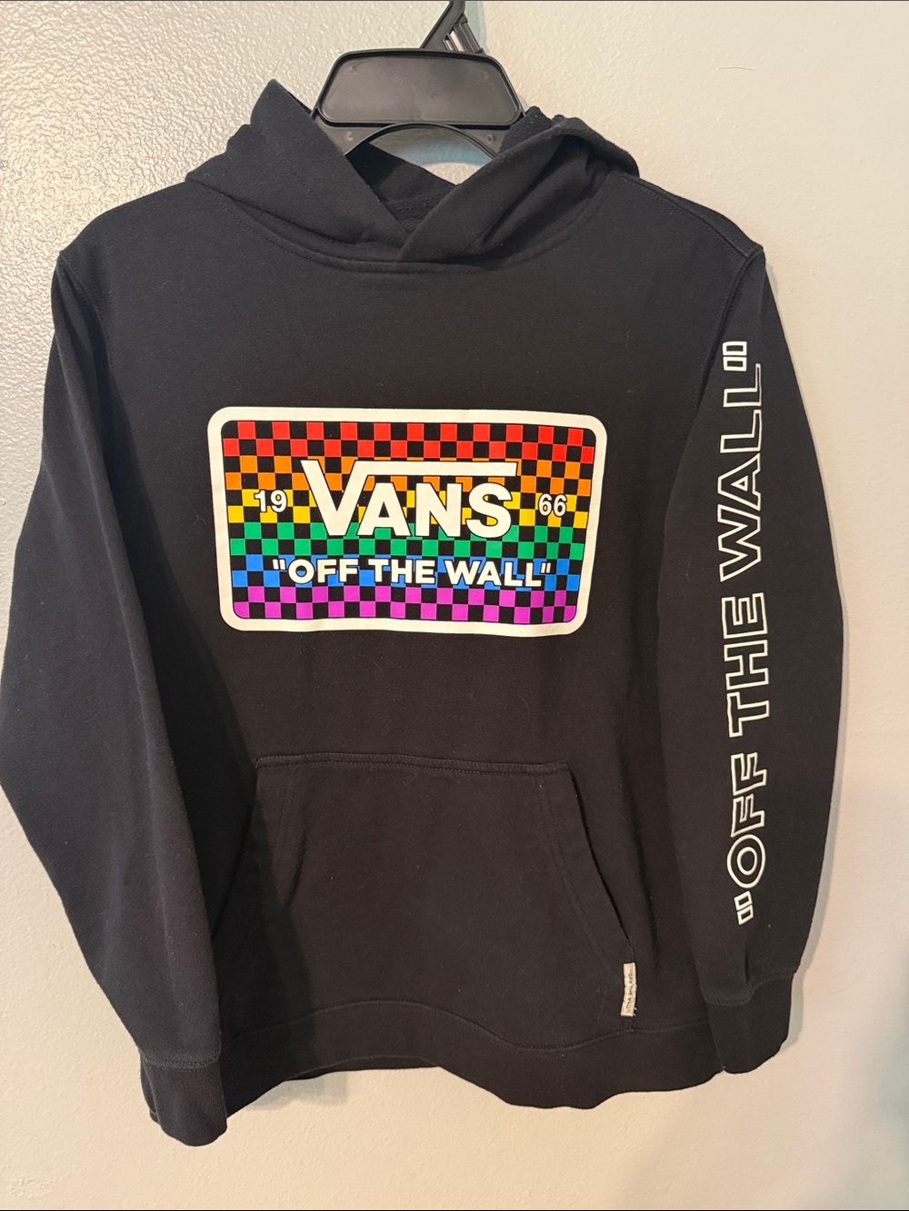Vans-“Off the Wall” black hoodie size youth large